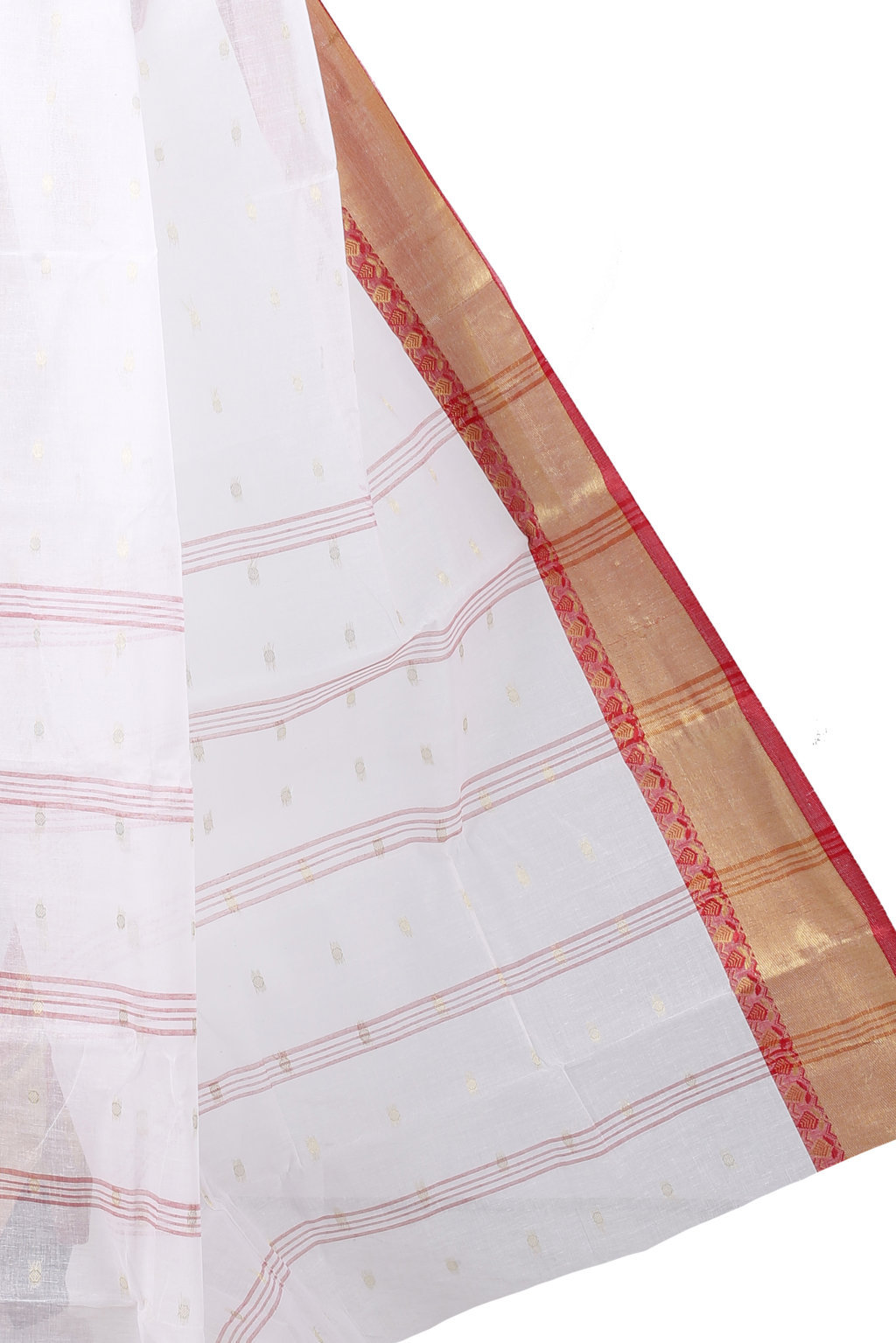 White Pure Cotton JoriPar Tant Saree (5177)